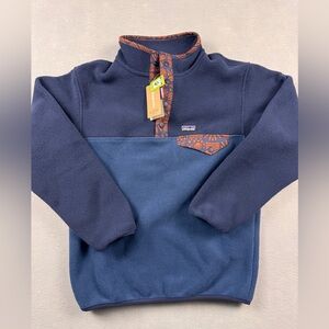 Patagonia Lightweight Synchilla Snap-T Pullover Kids Size Large Navy NWT